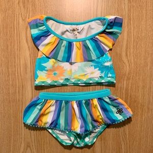 Matilda Jane Multi-Color Striped 2 Piece Swimsuit 12-18